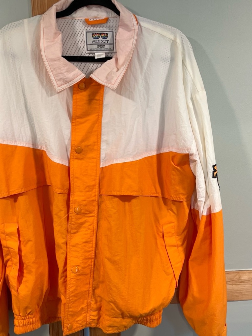 Sporto Vintage Orange & White Colorblock Windbreaker Jacket
